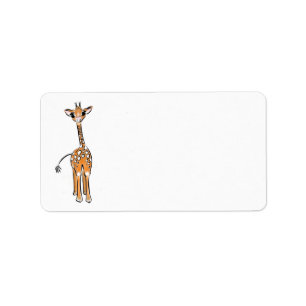 Etiqueta Desenho girafa bonito, animais safari