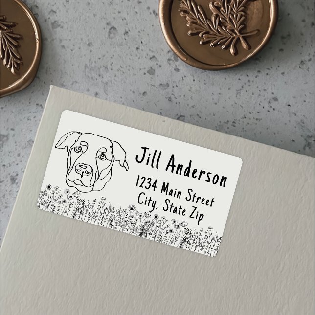 Etiqueta Desenho Personalizado de Mão Labrador (Criador carregado)