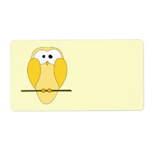 Etiqueta Desenhos animados bonitos da coruja. Amarelo