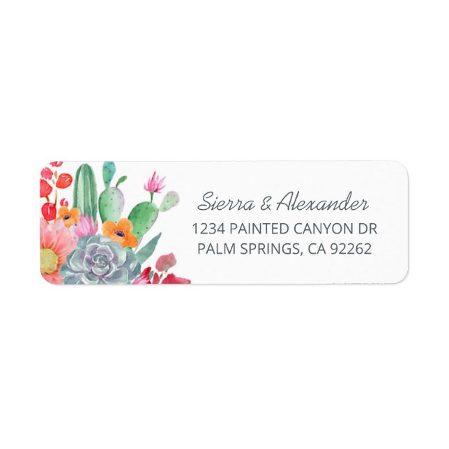 Etiqueta Desert Dream Cactus Bouquet Wedding Return Address (Frente)