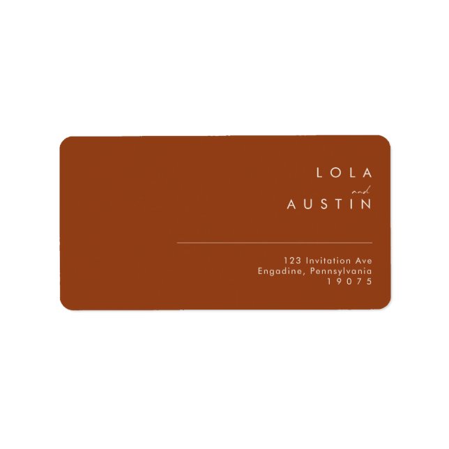 Etiqueta Deserto Simples | Terracotta Wedding RSVP Endereço (Frente)