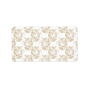 Etiqueta Design branco Elegante Dourado Tiger Impressão
