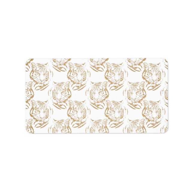 Etiqueta Design branco Elegante Dourado Tiger Impressão (Frente)