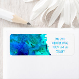 Etiqueta Design de abstrato de aquarela azul