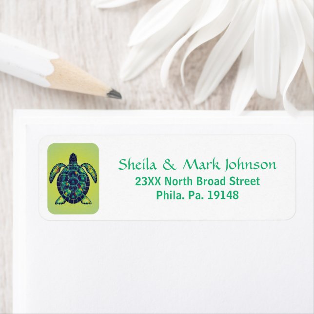 Etiqueta Design de Arte do Oceano Mosaico, Tartaruga-do-mar (Insitu)