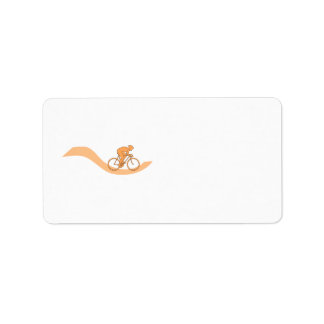 Etiqueta Design de ciclista em laranja.