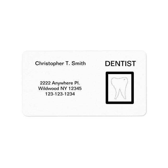 Etiqueta Design de Dente Molar de Dentista (Frente)