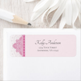 Etiqueta Design de Mandala Rosa | Endereço de devolução per