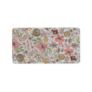 Etiqueta Design de Portas Florais Cor-de-Rosa Rosa,