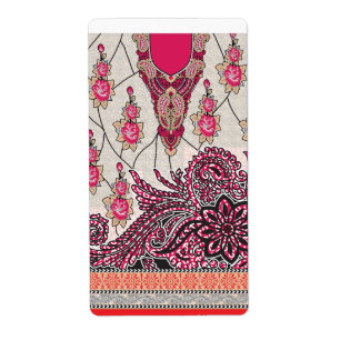 Etiqueta Design decorativa com vermelho vívido e alfinete