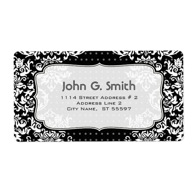 Etiqueta Design Floral preto e branco Modelo (Frente)