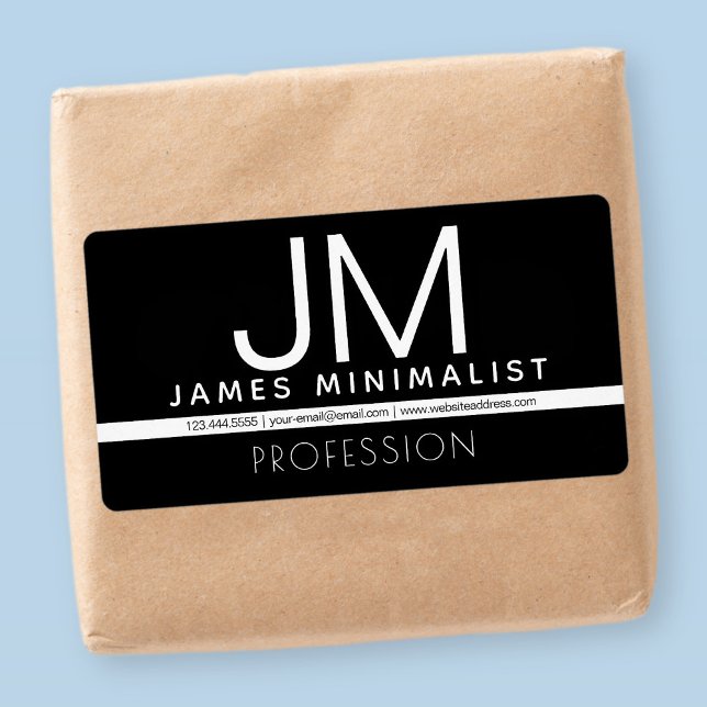 Etiqueta Design mínimo profissional moderno | Preto & Branc (Criador carregado)