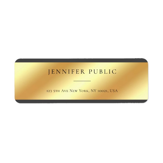Etiqueta Design Simples Glamoroso, Modelo Dourado (Frente)
