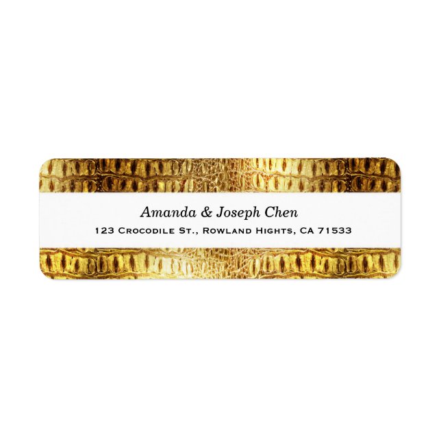 Etiqueta Designer Alligator Crocodilo Pele brilhante Dourad (Frente)