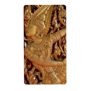 Etiqueta Detalhe do Templo Budista Tailandês