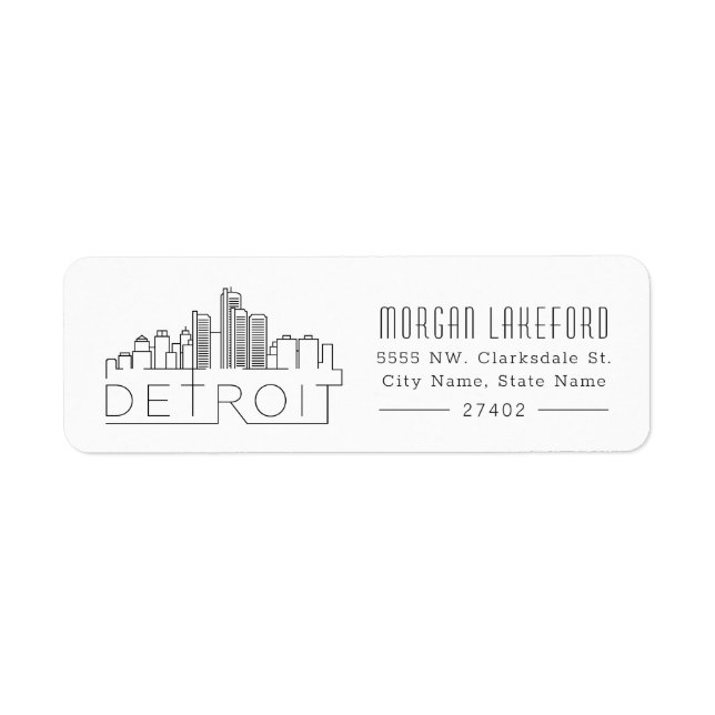 Etiqueta Detroit Stylized Skyline | (Frente)