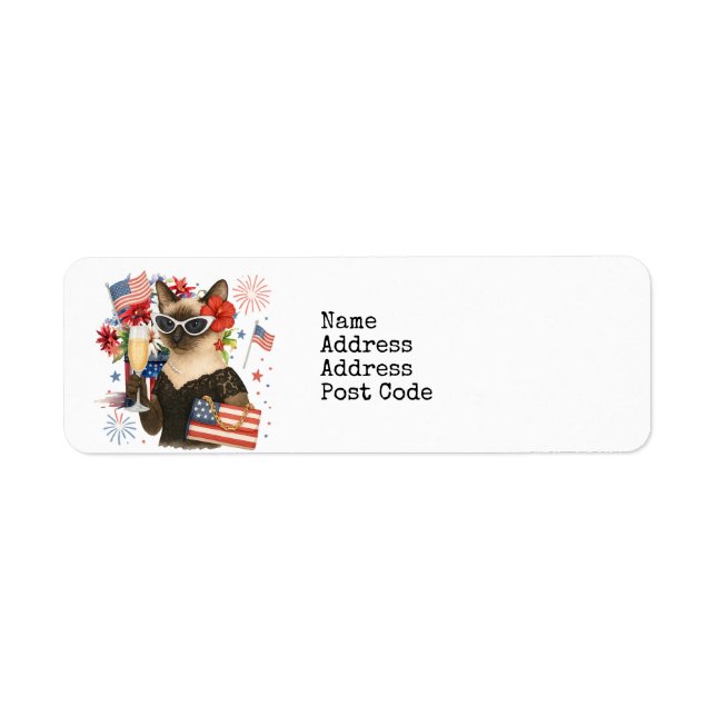 Etiqueta Dia 4 de julho da Independência com Kitten Cat (Frente)