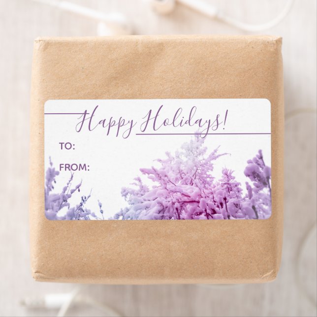 Etiqueta Dia Brilhante de inverno Violeta-pintada Árvores d (Insitu)