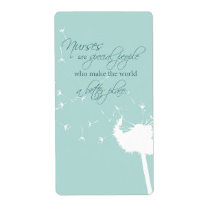 Etiqueta Dia das Enfermeiras com Dandelion a soprar no Teal