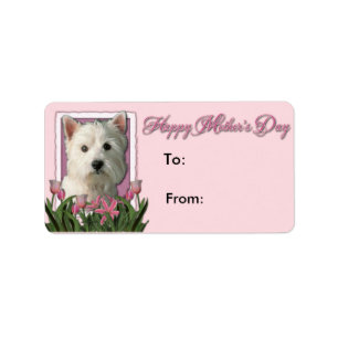 Etiqueta Dia das mães - tulipas cor-de-rosa - Westie