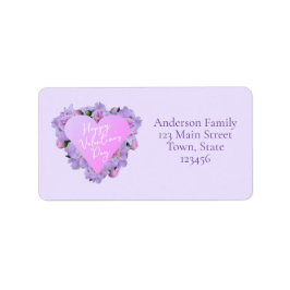 Etiqueta Dia de os namorados Coração Flores Rosa Púrpura El