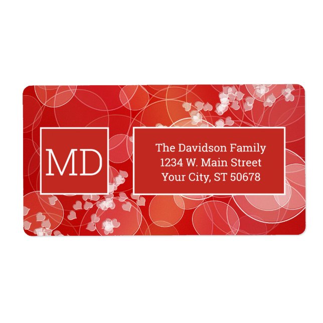 Etiqueta Dia de os namorados de Abstrato Red Bokeh (Frente)