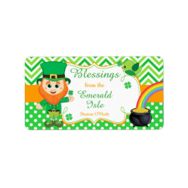 Etiqueta Dia de São Patrício de Bênção do Irlandês Leprecha
