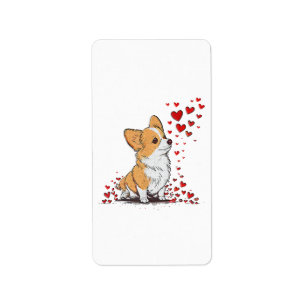 Etiqueta Dia dos Namorados Cachorro Fofo Corgi Dia dos Namo