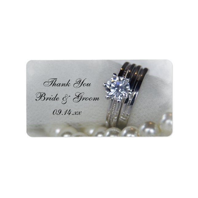Etiqueta Diamond Rings Pearls Casamento Obrigado Tag Favorá (Frente)