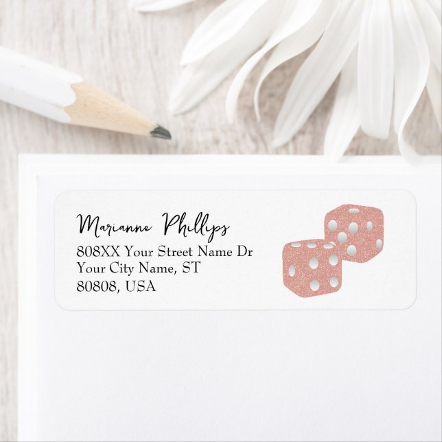 Etiqueta Dice de cassino cor-de-rosa (Insitu)