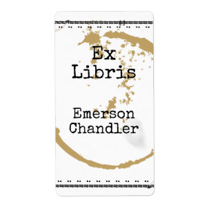 Etiqueta Digite Art Coffestain Grunge Editable Bookplate