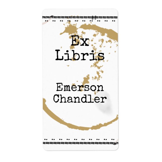 Etiqueta Digite Art Coffestain Grunge Editable Bookplate (Frente)