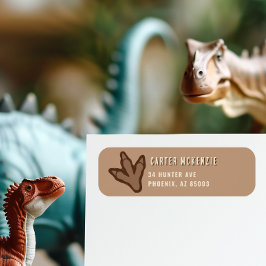 Etiqueta Dino Dig Dinosaur Aniversário Endereço