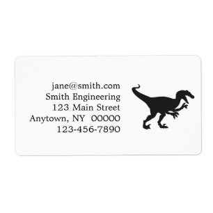 Etiqueta Dinossauro do Velociraptor Preto - Escolher cor pr