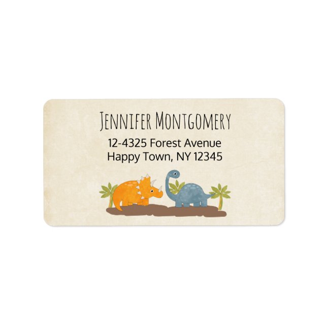 Etiqueta Dinossauros Cons Vida Selvagem Pré-Histórica (Frente)