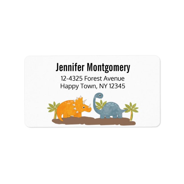 Etiqueta Dinossauros Cons Vida Selvagem Pré-Histórica (Frente)