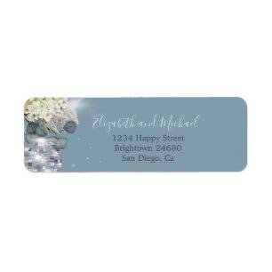 Etiqueta Disco Elegante Eucalipto Azul Floral Dusty