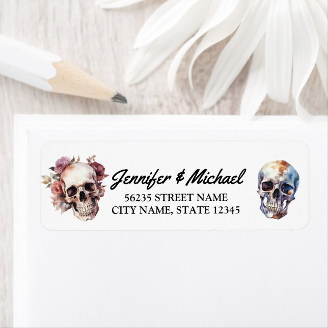 Etiqueta discurso de casamento gótico de halloween skeleton (Insitu)