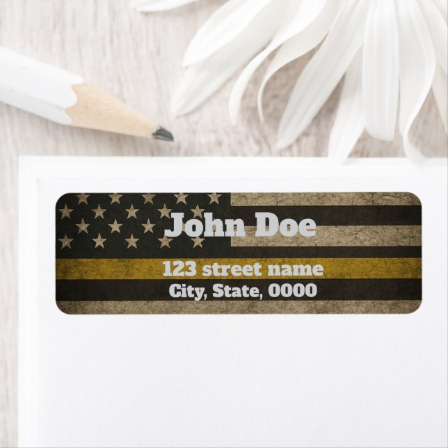 Etiqueta Distressed USA Flag with Thin Yellow Line  (Insitu)