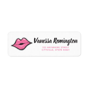 Etiqueta Distribuidor de Batom Pink Kiss Endereço de Retorn