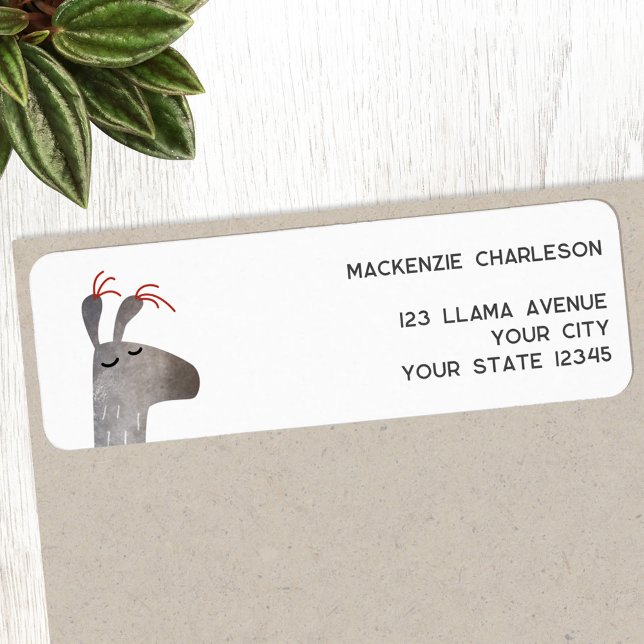 Etiqueta Diversão do endereço de devolução Llama (Fun llama custom return address label sticker)
