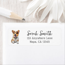 Etiqueta Divertido Adorável Corgi Personalizável Alegre