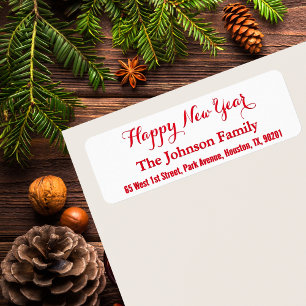 Etiqueta DIY Endereço de devolução de Feliz ano novo Ele