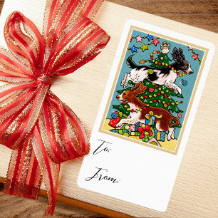 Etiqueta do adesivo do Cachorro Espanhol de Natal