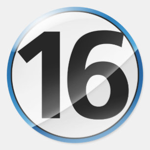 Etiqueta do azul do número 16