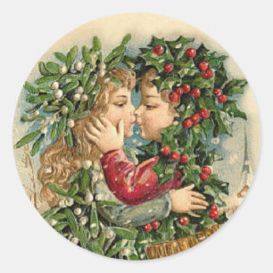 Etiqueta do beijo do natal vintage