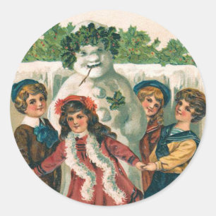 Etiqueta do boneco de neve do vintage