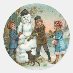 Etiqueta do boneco de neve do vintage