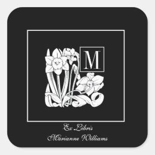 Etiqueta do Bookplate do monograma do Daffodil de