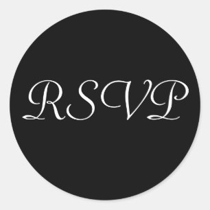 Etiqueta do casamento de RSVP - preto com letras